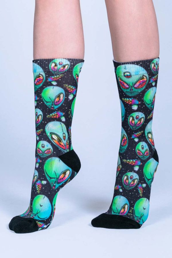 Green Alien Crew Socks Sale - Image 2