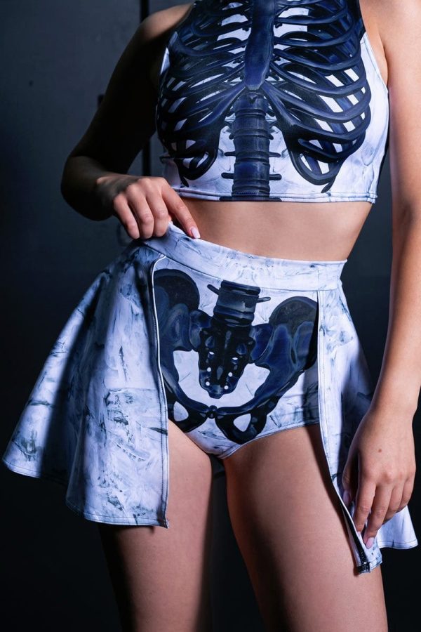 Black Skeleton Backside Shorts Skirt For Cheap - Image 2