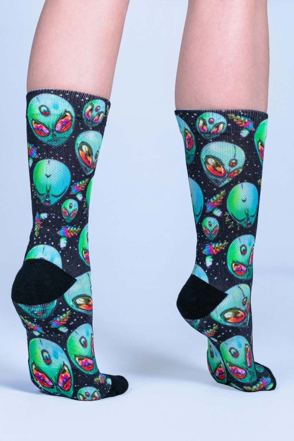 Green Alien Crew Socks Sale - Image 3