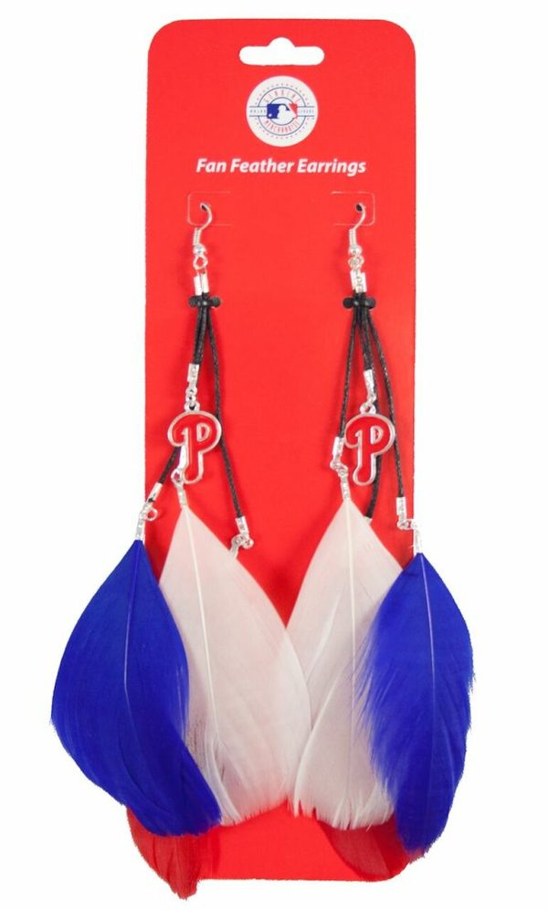 Philadelphia Phillies Team Color Feather Earrings Online Hot Sale