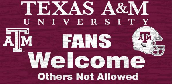 Texas A&M Aggies Wood Sign Fans Welcome 12 x6  Online Hot Sale