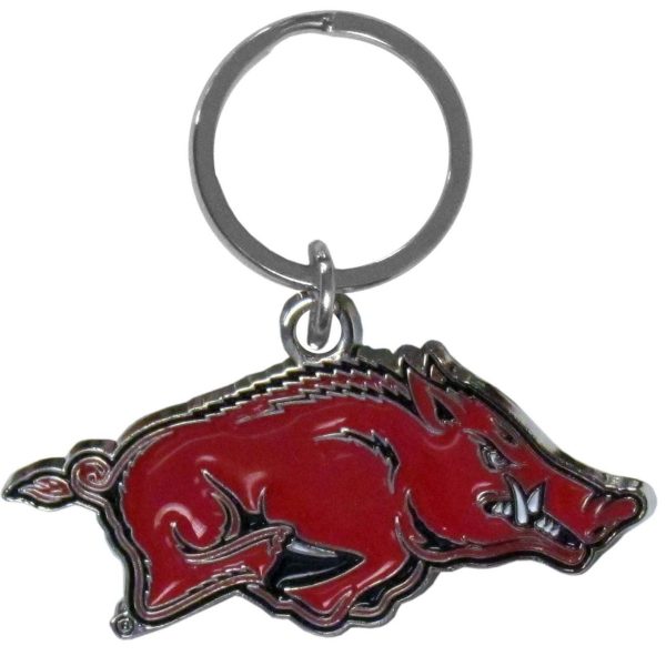 Arkansas Razorbacks Chrome Logo Cut Keychain Special Order on Sale