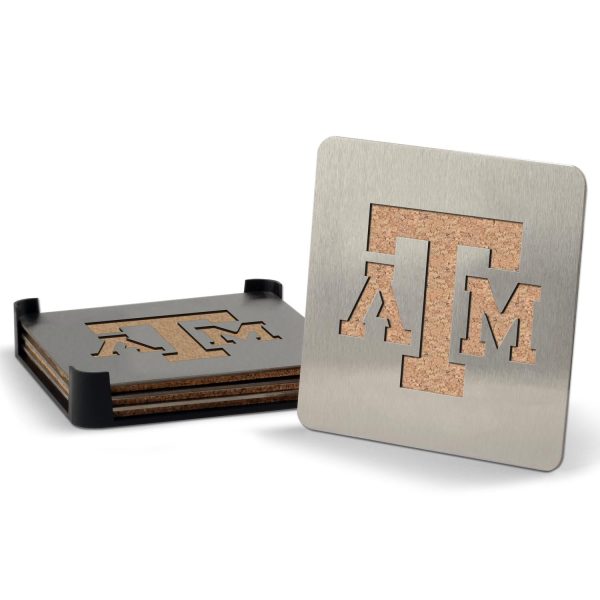 Texas A&M Aggies 4-piece Stainless Steel Boaster Drink Coaster Online now