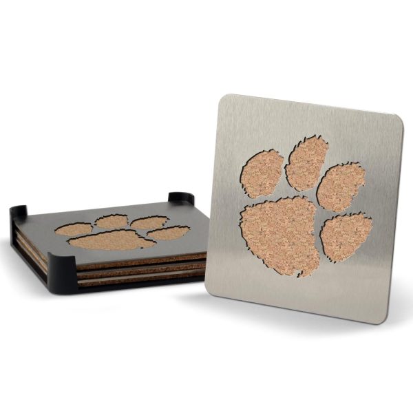 Clemson Tigers 4-piece Stainless Steel Boaster Drink Coaster For Discount