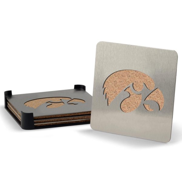 Iowa Hawkeyes 4-piece Stainless Steel Boaster Drink Coaster Supply